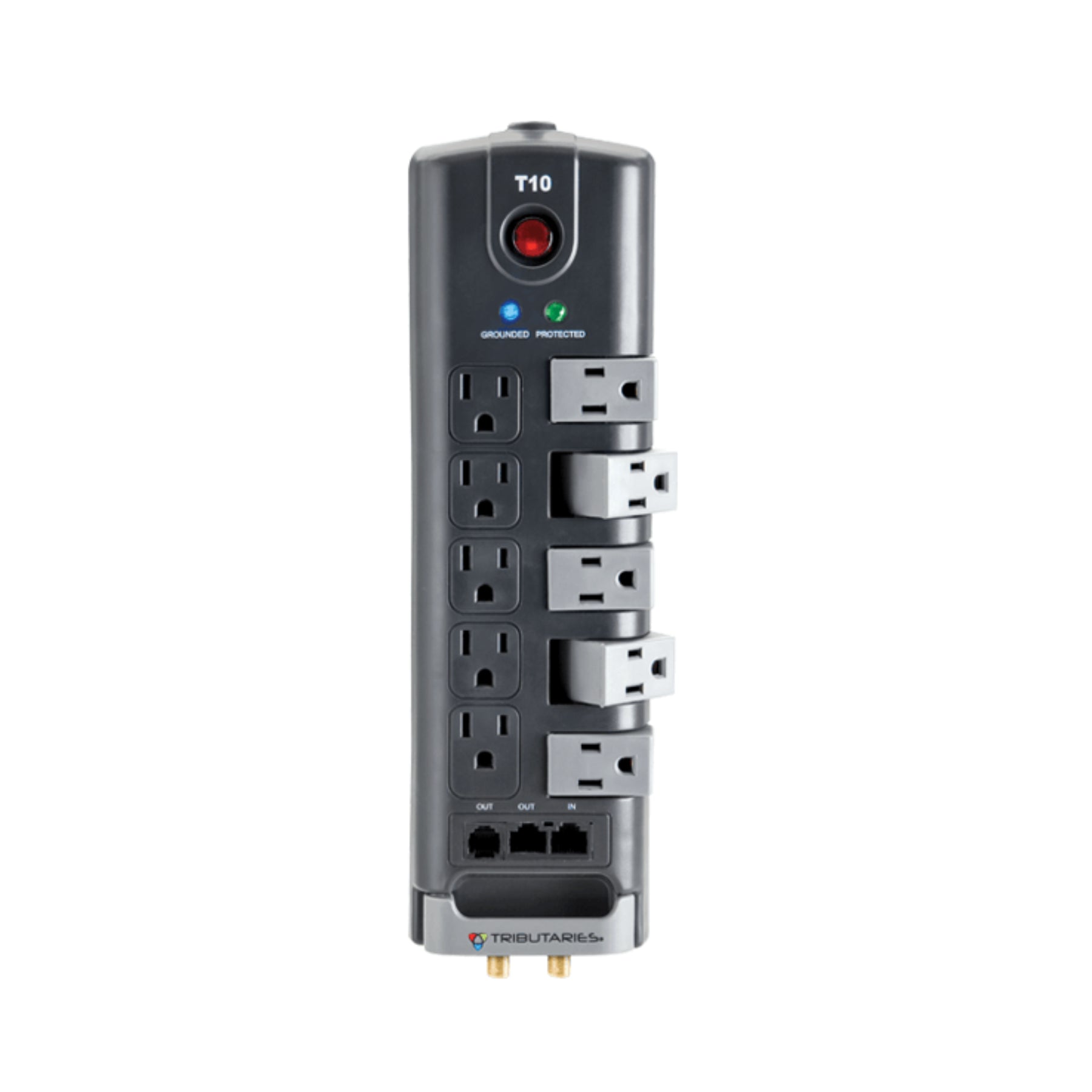 Tributaries Model PWRS T10 Power Strip - 10 Outlet Surge Protector with 6ft Cord for Home, Office & Entertainment Systems | Safe Power Distribution for Electronics, Computers & AV Equipment