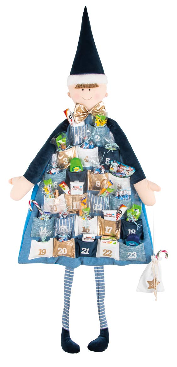 Rayher Hanging Advent Calendar - 46.5x21 Inch Large Christmas Countdown Calendar in Royal Blue - Perfect for Holiday Home Decor & Gift Giving