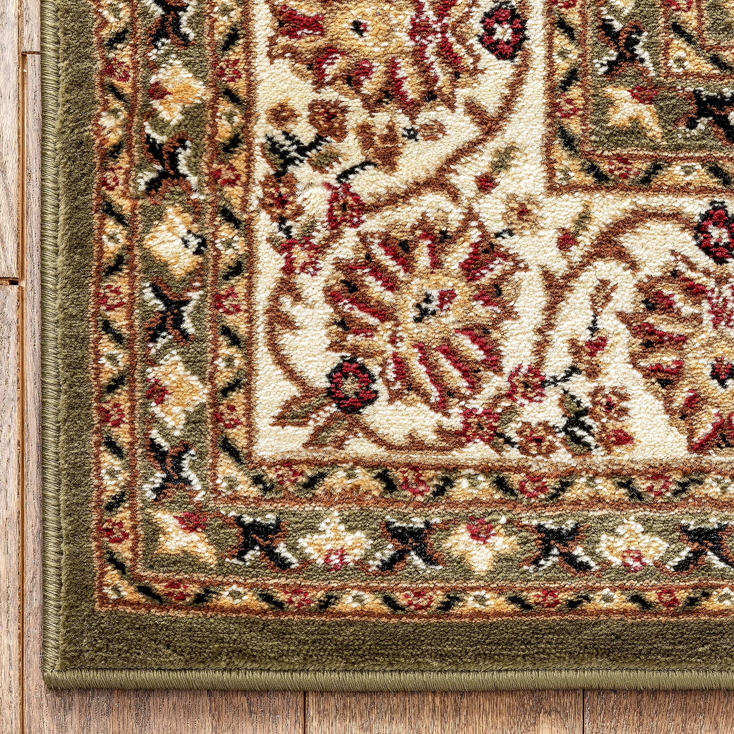 Well Woven Barclay Collection Sarouk Green 8x10 Area Rug - Soft Non-Slip Modern Persian Design for Living Room, Bedroom, Dining Room - Perfect for Home Decor, Office & High Traffic Areas