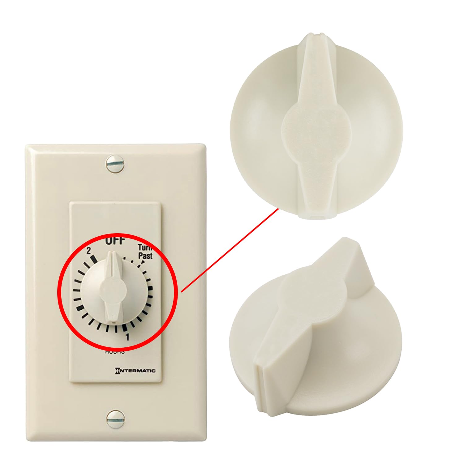 6PCS 146MT574 Timer Knob Replacement for FD Series Spring Wound Timers - Almond Color - Perfect for Ovens, Washing Machines & Industrial Equipment Maintenance