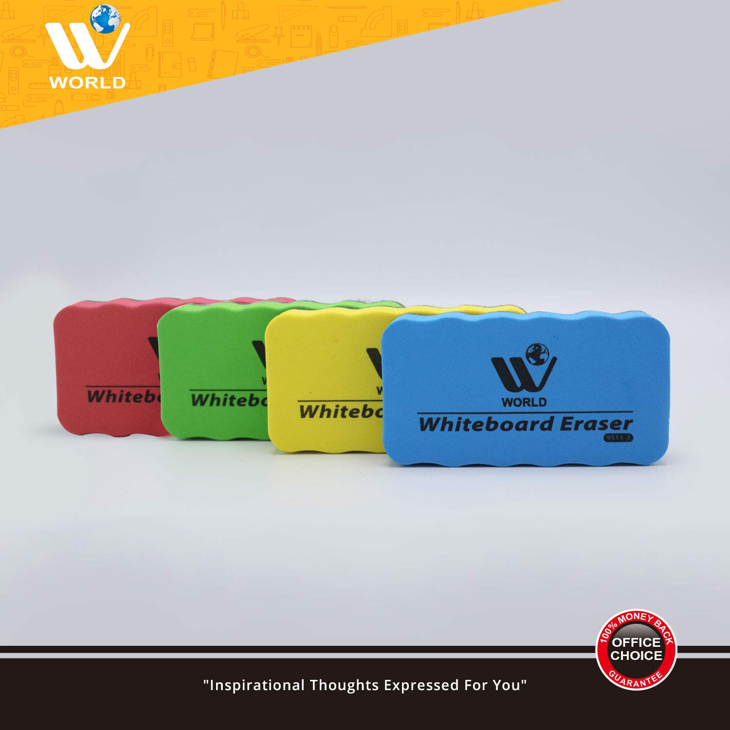 WBM World Whiteboard Eraser Set - 36 Pack Red Dry Erase Markers Cleaners for Classroom, Office & Home Use - Ideal for Whiteboards, Glass Boards & Magnetic Boards