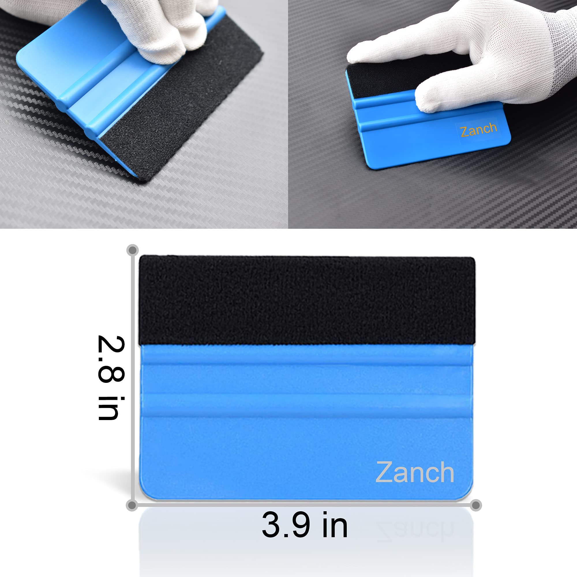 Zanch Knife-Less Vinyl Wrap Tool Kit - 16FT(5M) Safety Tape Cutter with Felt Squeegee for Car & Motorcycle Wrapping - Perfect for Professional Auto Detailing and DIY Vinyl Installation