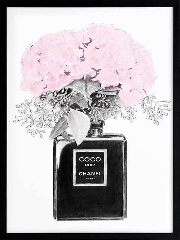 Chanel Noir Framed Art Print - Elegant Black & White Wall Decor for Living Room, Bedroom & Office | Luxury Fashion Inspired Canvas Painting