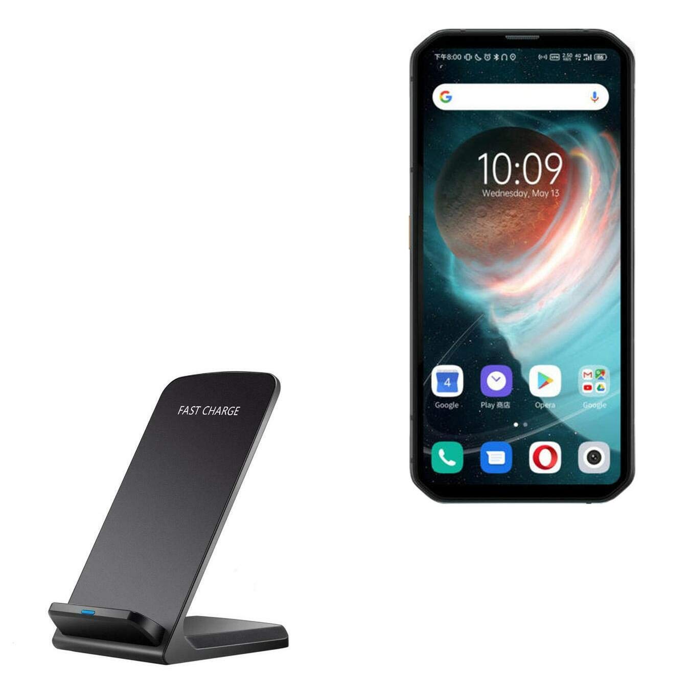 BoxWave 10W Wireless Charging Stand Compatible with Blackview BL6000 Pro - Fast Qi-Certified Charger with Cord-Free Design (Jet Black) - Perfect for Home, Office, and Nightstand Charging