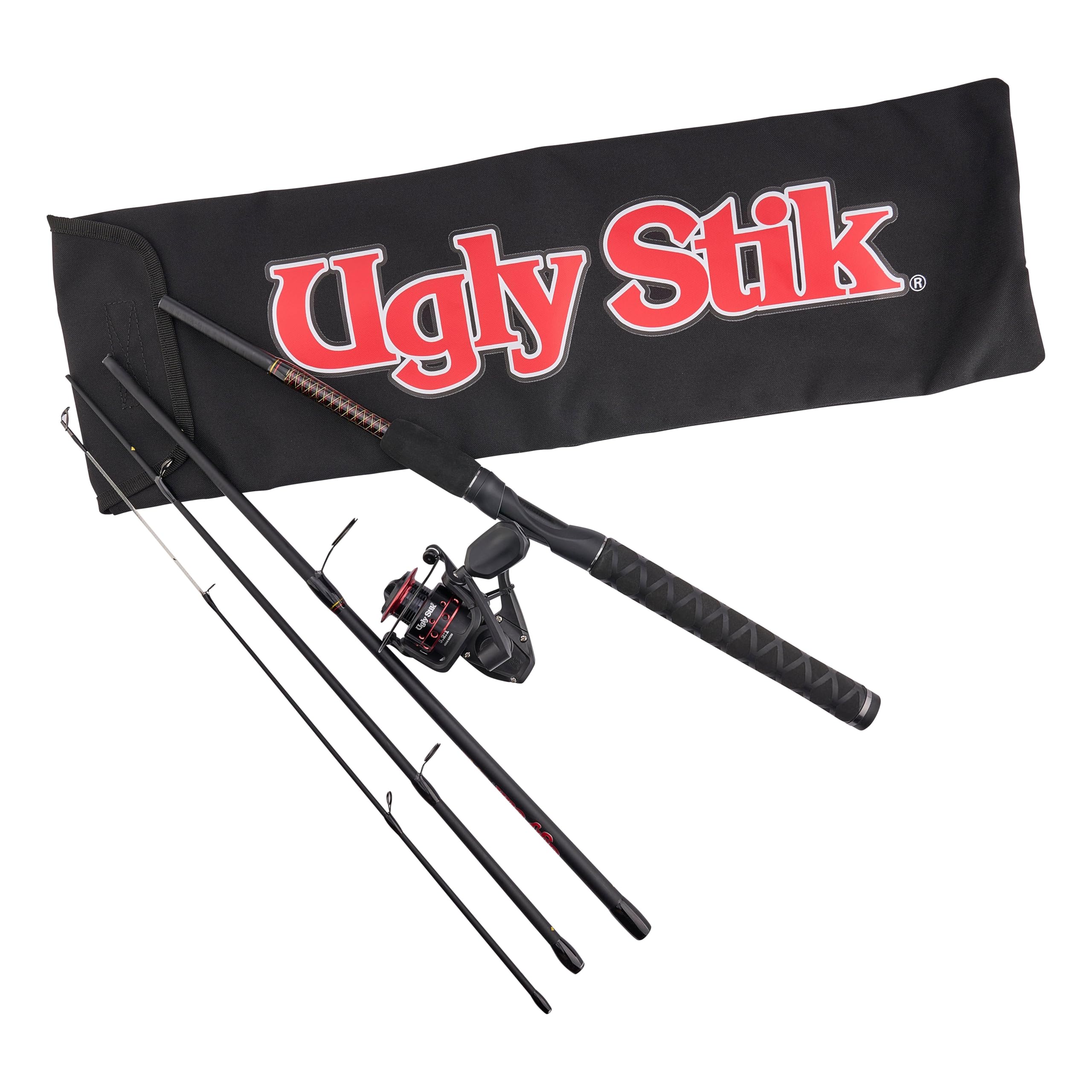 Ugly Stik GX2 Spinning Reel and 6' Fishing Rod Combo Kit with Travel Bag | 4-Piece Graphite & Fiberglass Rod with Clear Tip | Perfect for Freshwater, Saltwater, and Travel Fishing Adventures