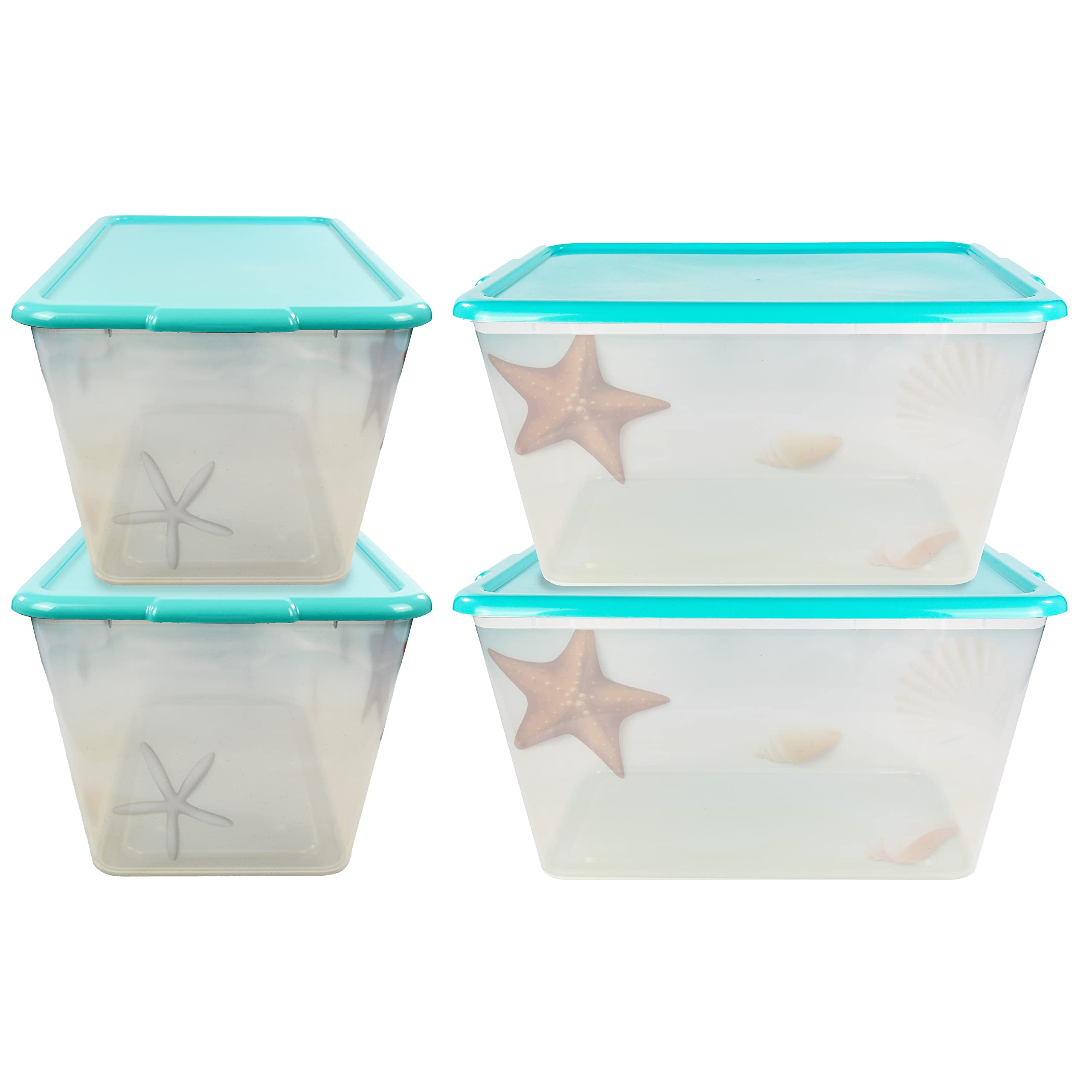SimplyKleen 14.5-Gallon Stackable Plastic Storage Bins with Lids - 4-Pack, Made in USA - Perfect for Beach Gear, Garage Organization & Home Storage
