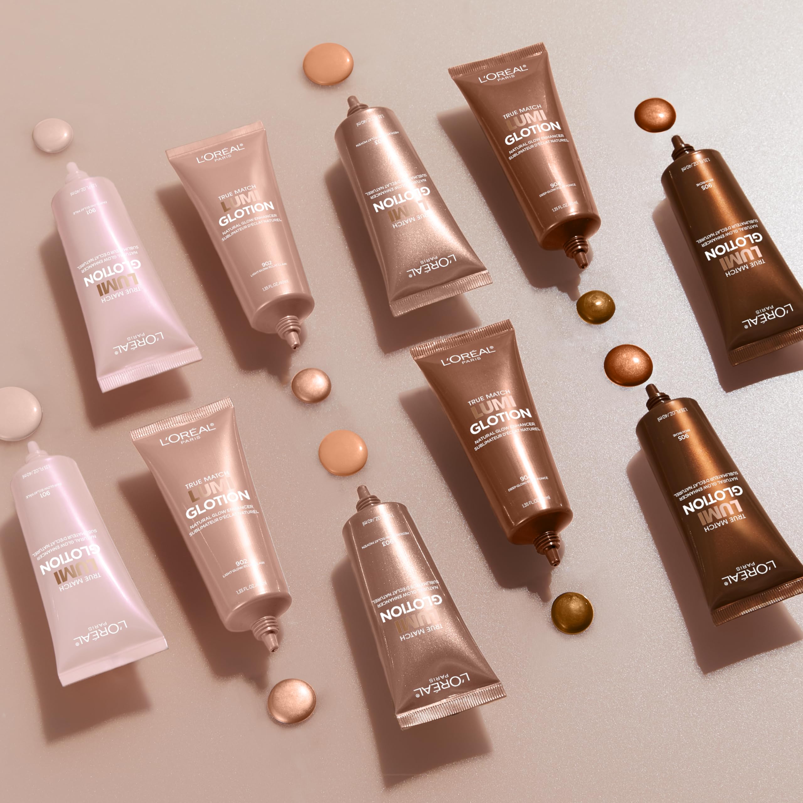 L'Oréal Paris True Match Lumi Glotion Medium & Deep Bundle - Natural Glow Highlighter & Bronzer Duo for Face & Body (2-Pack) - Perfect for Daily Makeup & Special Occasions