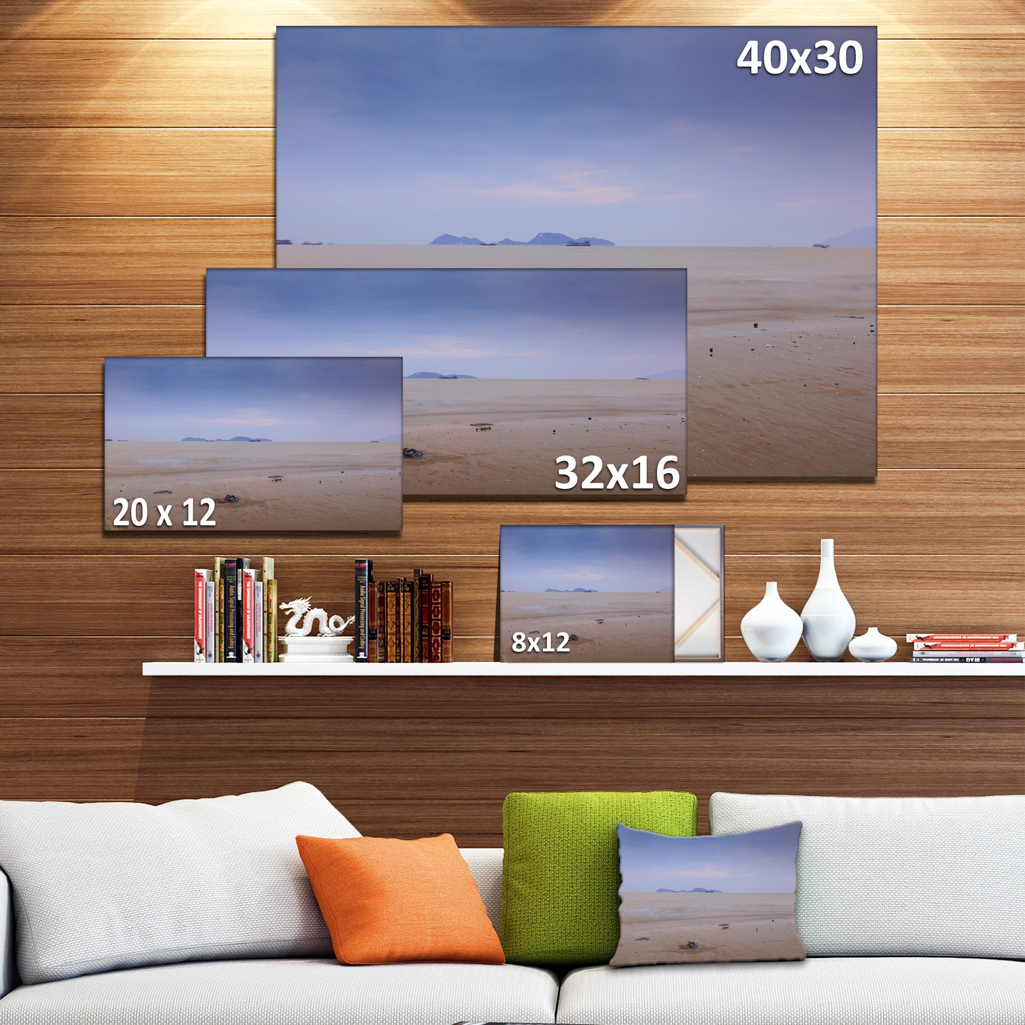 Soft Blue Sunset at Lung Kwu Tan Beach - Stunning Landscape Canvas Wall Art for Living Room, Bedroom & Office Decor