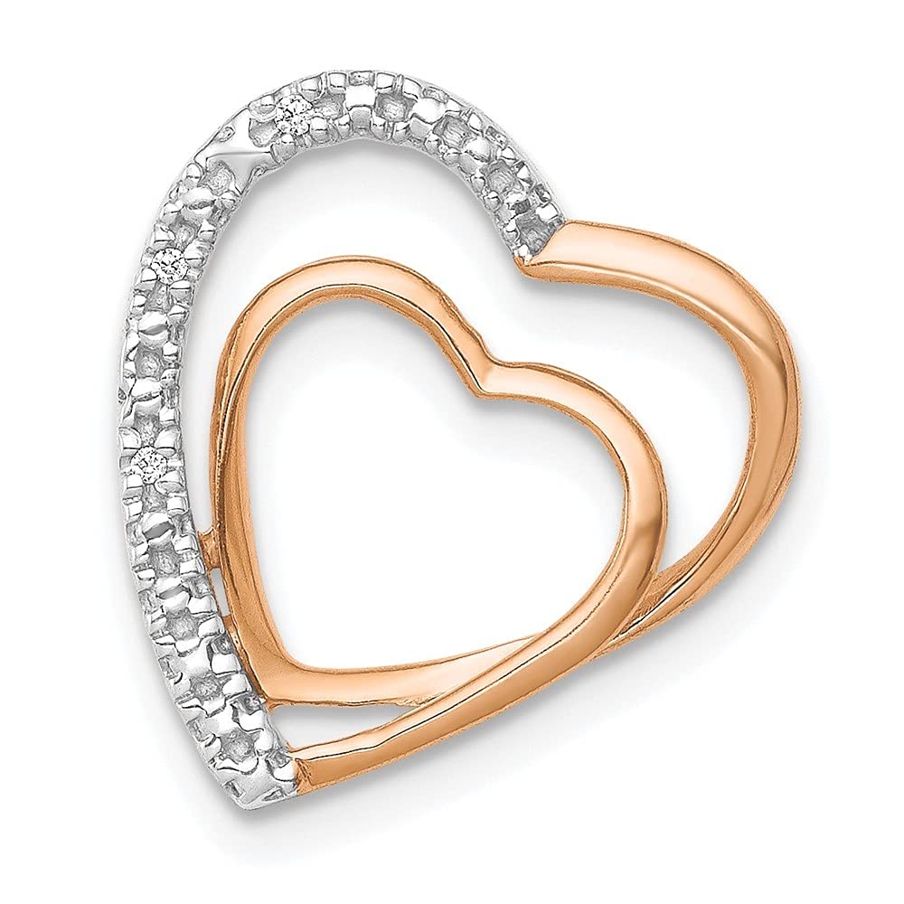 14K Rose Gold 0.01ct Diamond Double Love Heart Pendant Necklace for Women - Elegant Valentine's Day Gift, Anniversary Present & Romantic Jewelry for Her