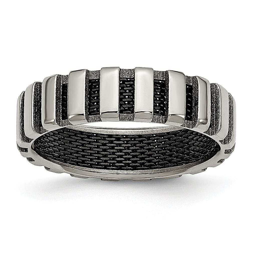 ICE CARATS Titanium Black Wire 6mm Band Ring for Men - Wedding, Fashion Jewelry, Gifts for Him, Dad - Perfect for Anniversaries, Engagements & Special Occasions