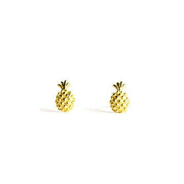 Gold Pineapple Stud Earrings for Women - Trendy Summer Jewelry Gift for Beach Vacation & Tropical Party