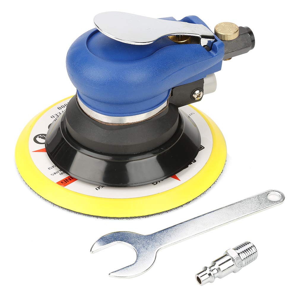 6in/5in Low Noise Pneumatic Random Orbital Sander - Efficient Wood & Metal Finishing Tool for Furniture Refinishing, Auto Body Work & DIY Projects (5 inch)