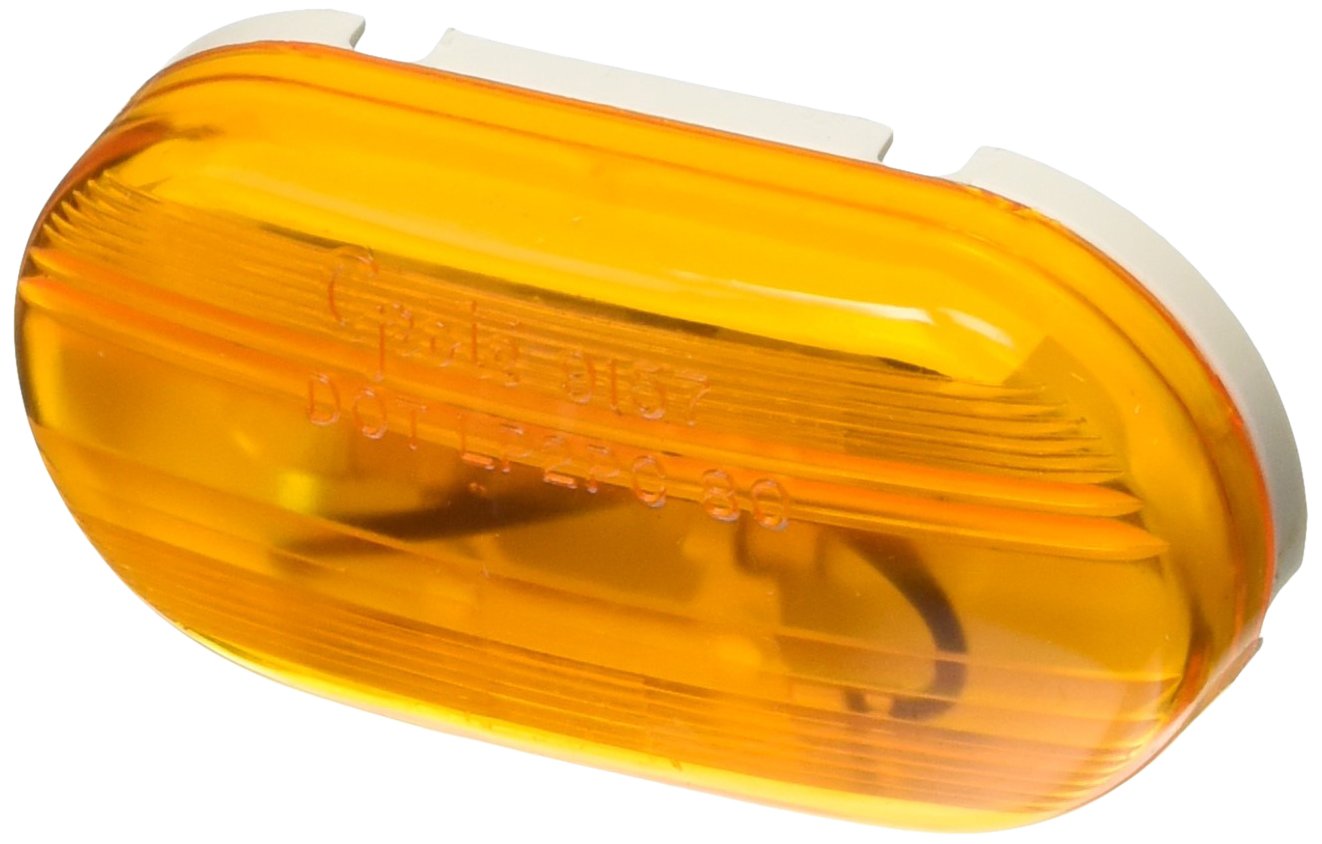Grote 45263-5 Yellow Two-Bulb Oval Pigtail Clearance Marker Light - Heavy Duty Truck & Trailer Safety Lighting for Night Visibility