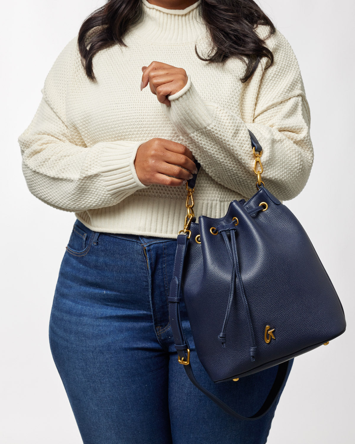 Large Pebble Bucket Bag in Navy Blue - Stylish & Spacious Handbag for Women, Perfect for Work, Travel & Everyday Use