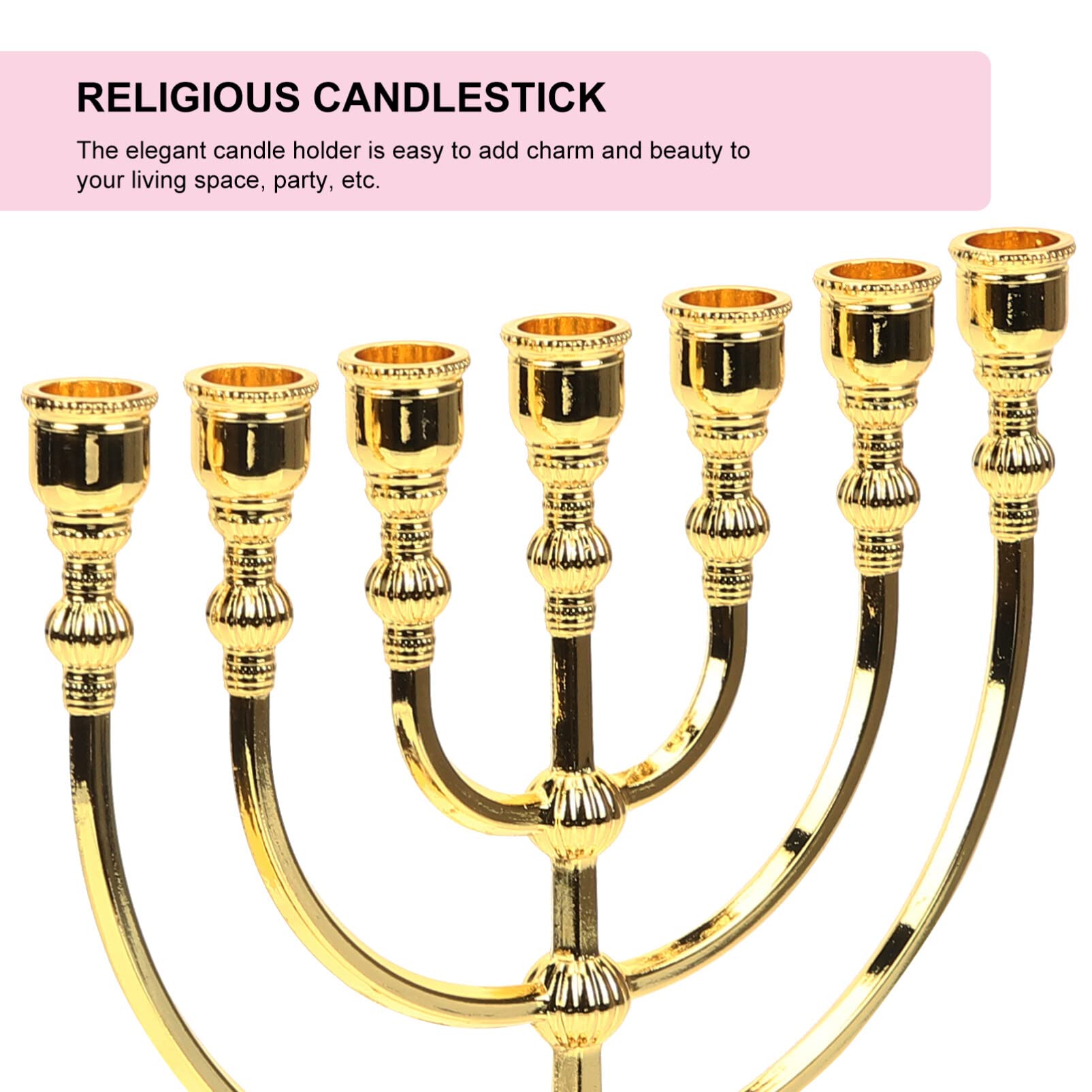 BESPORTBLE 7-Branch Menorah Candle Holder - Golden Hanukkah Candelabra for Jewish Home Decor, Jerusalem Temple Inspired Table Centerpiece | Perfect for Hanukkah Celebrations, Jewish Holidays & Spiritual Home Display