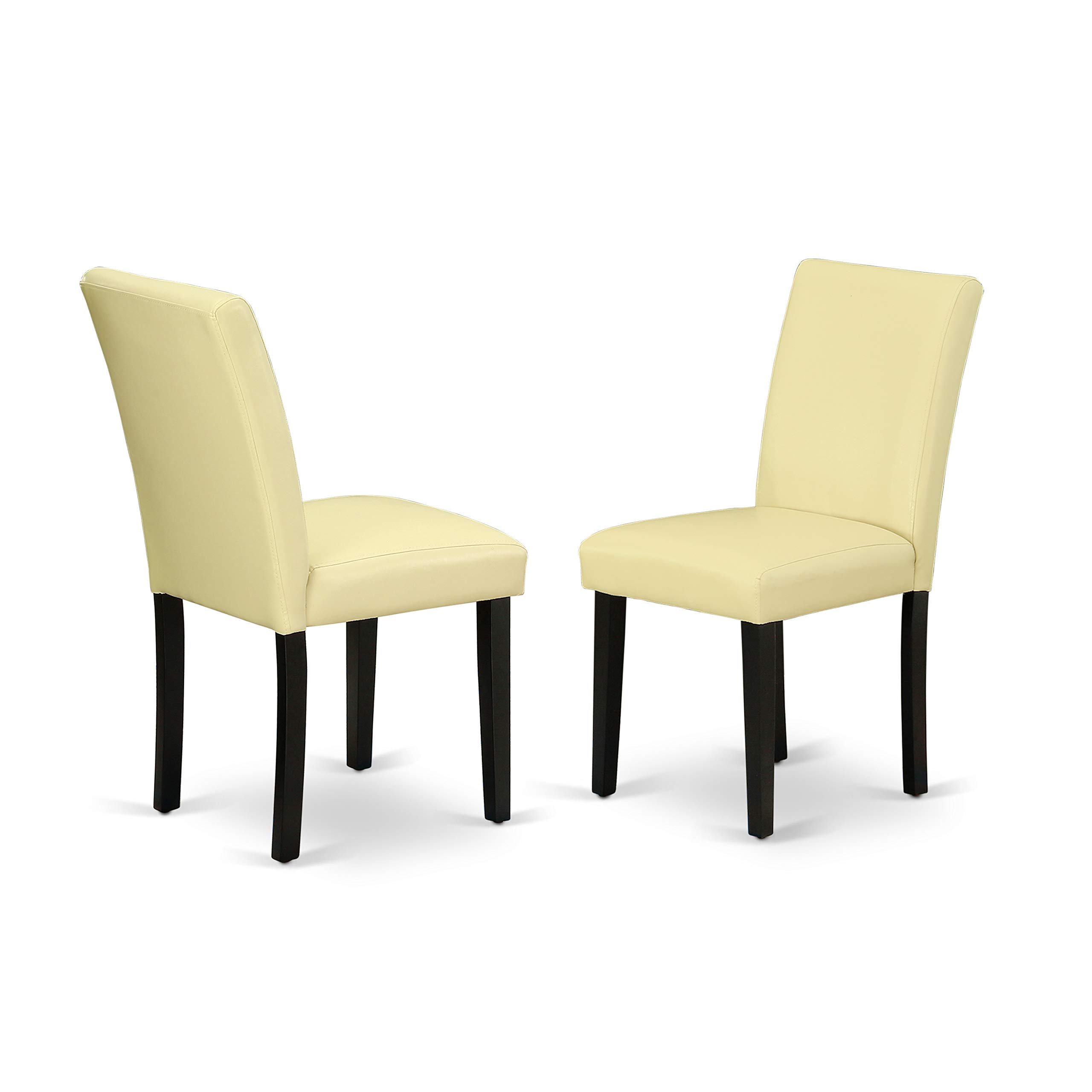 East West Furniture 3 Piece Dining Table Set - Rectangle Table with Butterfly Leaf & 2 Eggnog Faux Leather Parson Chairs, 32x54 Inch, Black - Perfect for Small Spaces, Apartments, and Cozy Dining Rooms