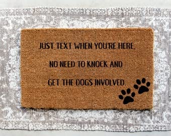 Just Knock Custom Pet Theme Door Mat - Personalized Non-Slip Welcome Mat for Dog & Cat Owners - Perfect for Entryway, Front Door, or Housewarming Gift