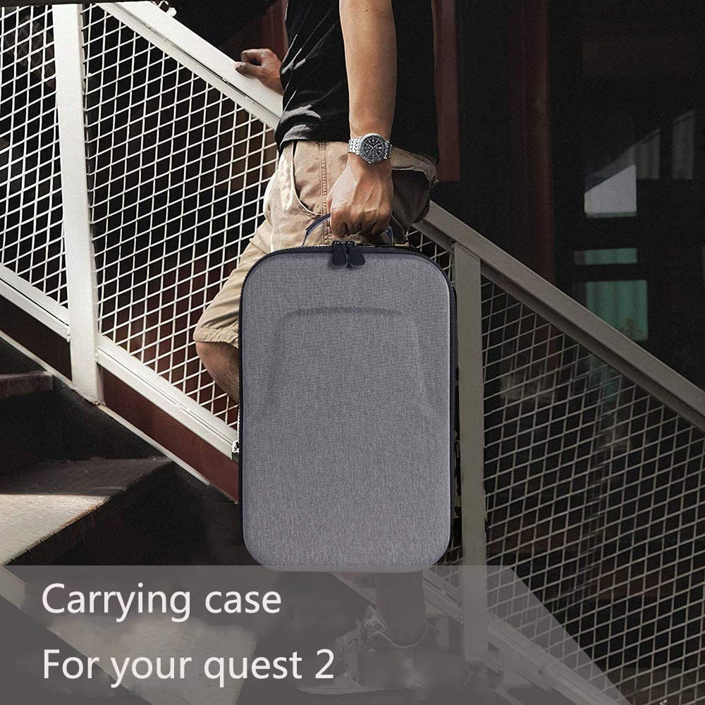 Oculus Quest 2 Hard Carrying Case - Protective Travel Storage Box for Oculus Quest VR Headset & Accessories (Gray) - Perfect for Travel, Gaming Parties & Safe Storage