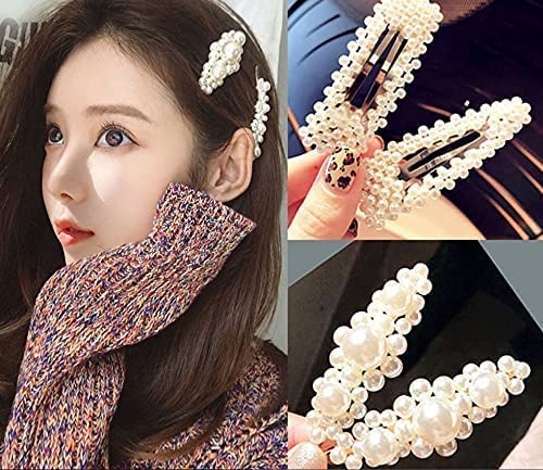 UltraStylist Set of 8 Elegant Pearl Hair Clips for Women & Girls - Handmade Hair Accessories, Barrettes & Snap Clips - Perfect for Weddings, Parties & Everyday Wear