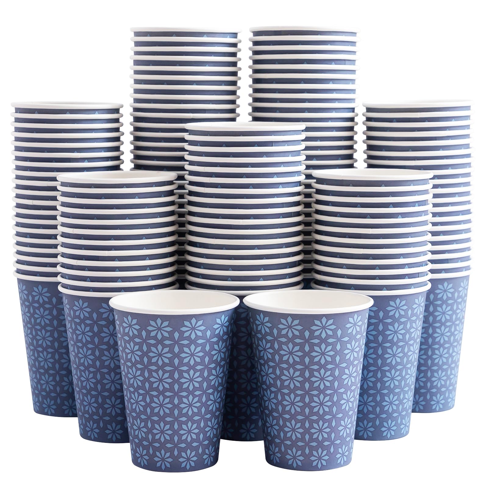 240 Pack 12 oz Disposable Paper Cups - Navy Floral Design Hot & Cold Beverage Drinking Cups for Coffee, Tea, Juice - Perfect for Home, Office, Restaurant, Parties & Events - Ideal for Daily Use, Entertaining Guests & Catering Services