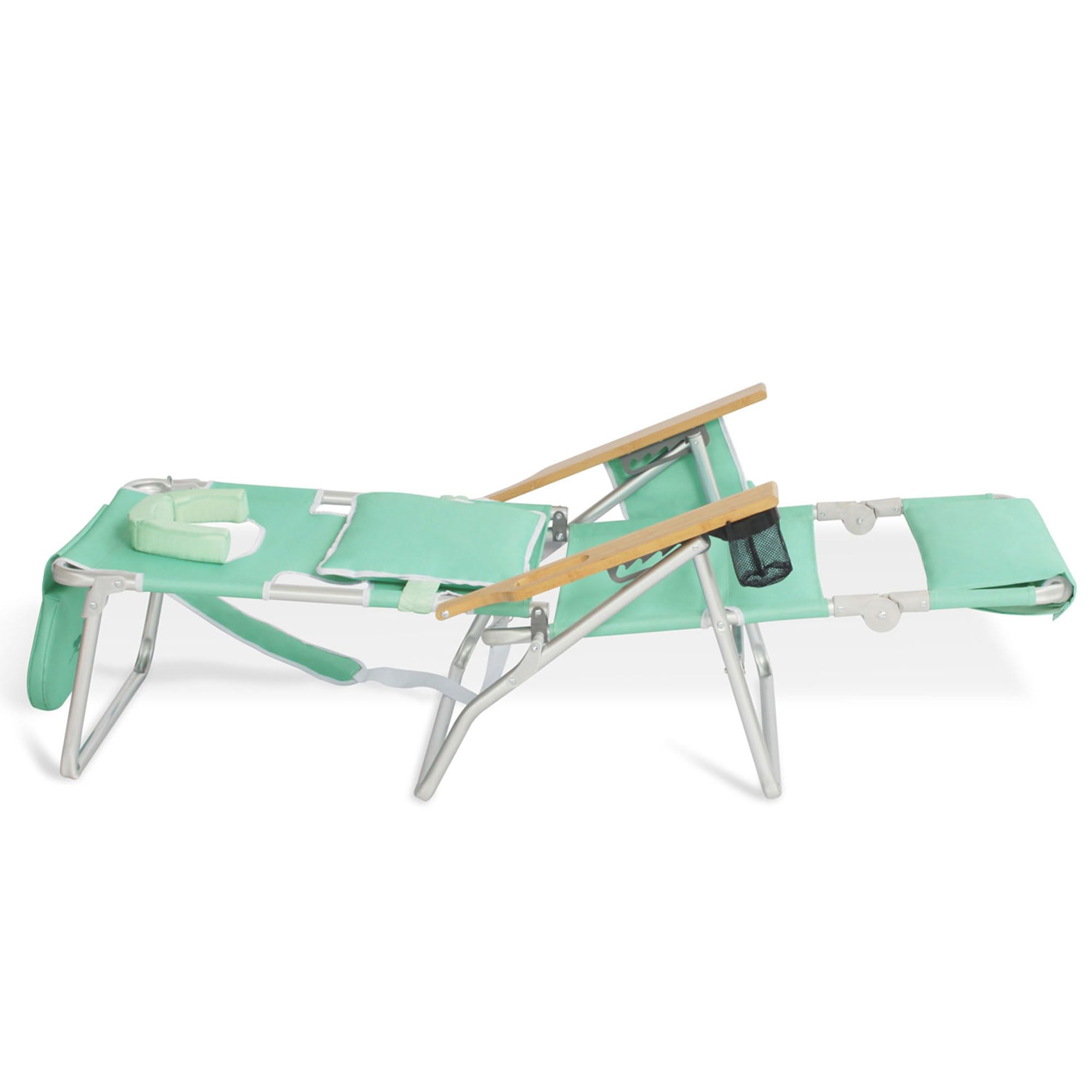 Premium Ostrich Deluxe Reclining Lounge Chair - 3-in-1 Adjustable Folding Outdoor Beach Lounger with Cup Holder, Teal Blue - Perfect for Poolside, Backyard, Patio & Beach Relaxation