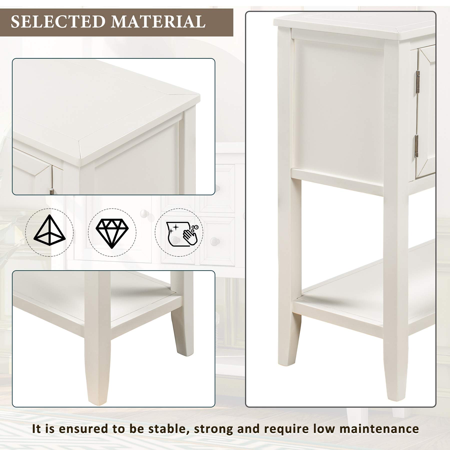 Danxee White Wood Buffet Storage Cabinet Console Table with 4 Drawers & Shelves - Kitchen, Dining Room & Living Room Furniture for Home Organization & Stylish Storage