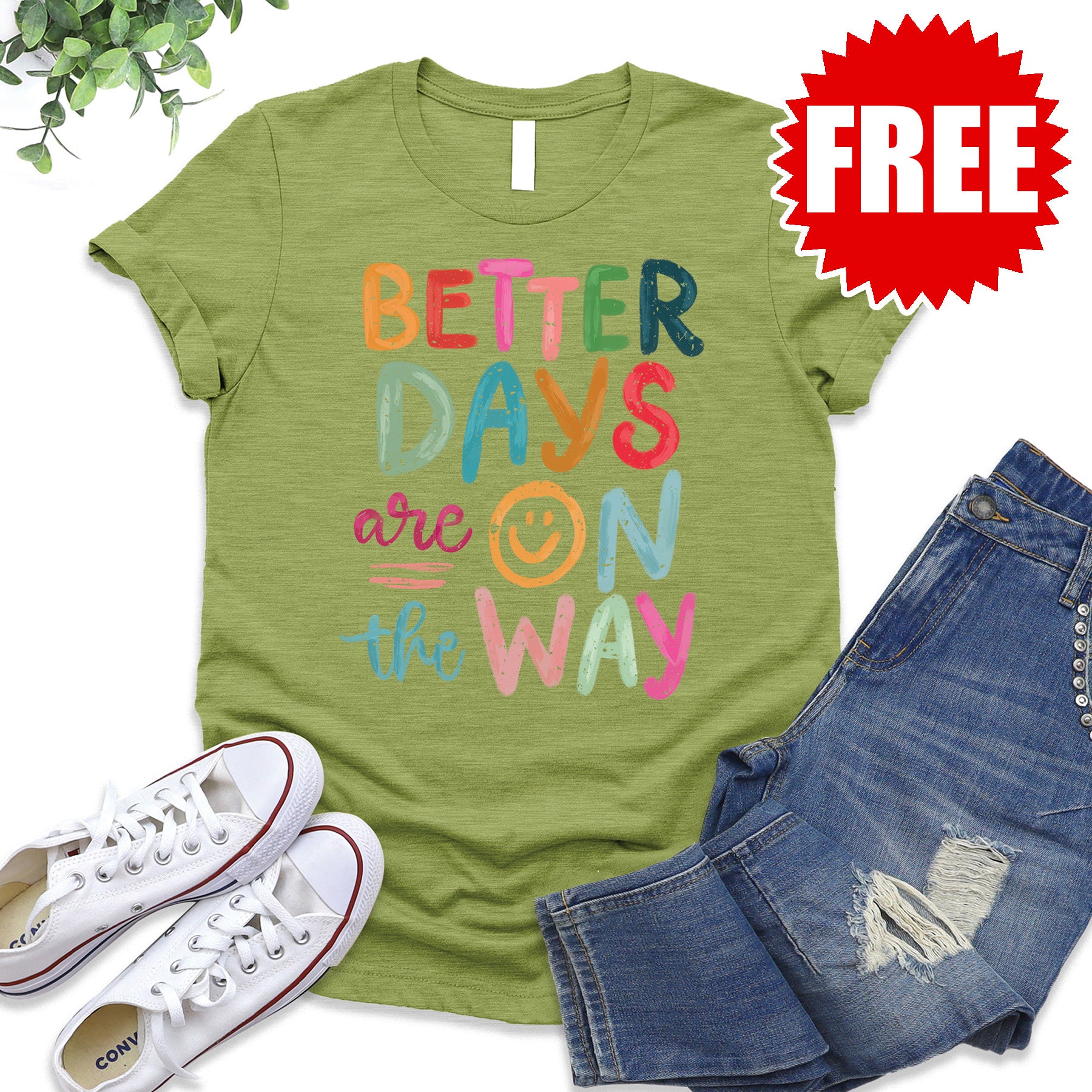 Better Days Tee - Heather Fern Color - Soft Cotton Unisex T-Shirt - Casual Wear & Everyday Outfits