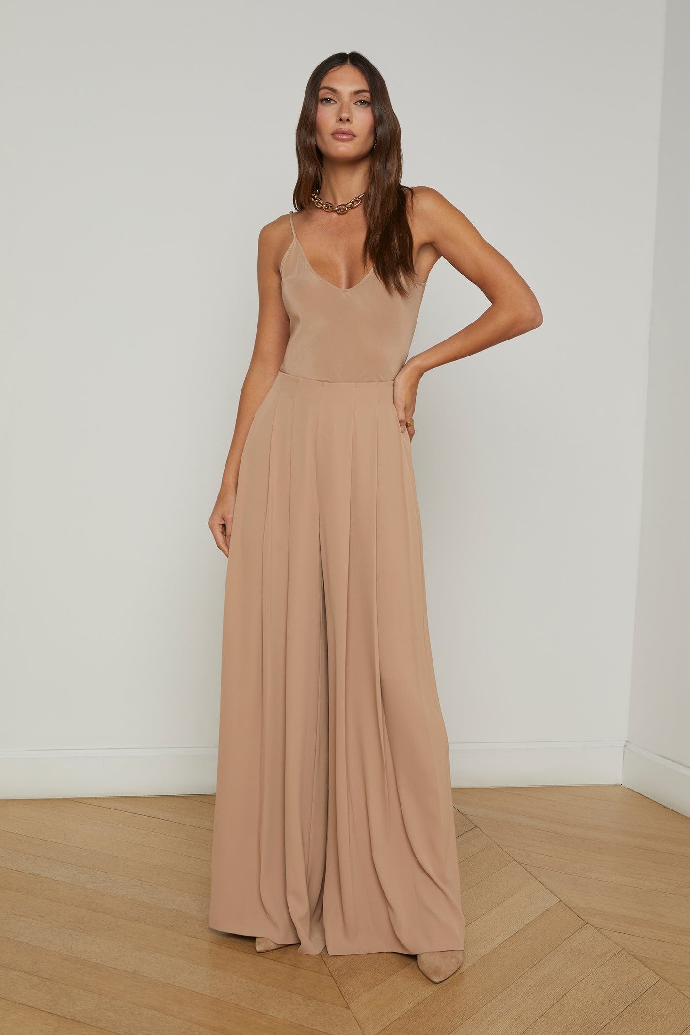 L'Agence Lexi Silk Camisole Top - Women's Luxury Satin Slip Dress for Nightwear & Layering