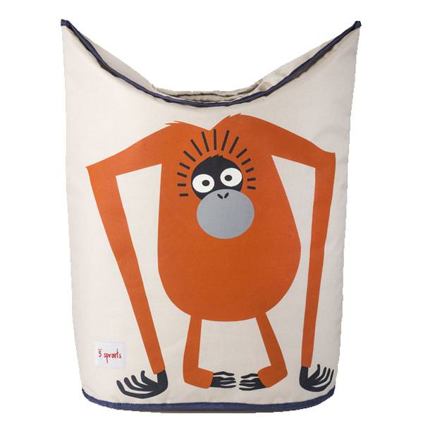 3 Sprouts Laundry Hamper with Orangutan Design - Foldable Kids Clothes Hamper for Nursery, Bedroom & Playroom Organization