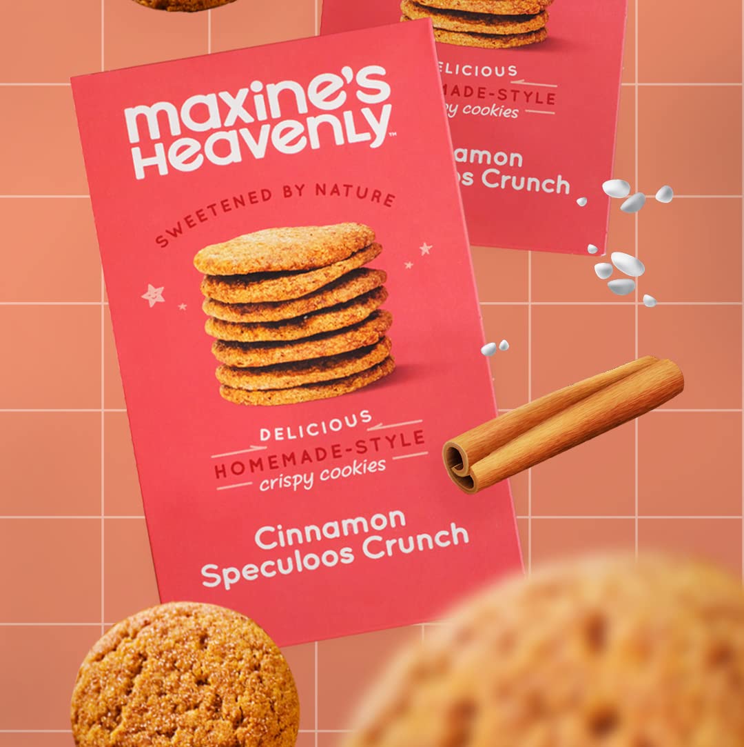 Maxine's Heavenly Crispy Chocolate Chip & Cinnamon Speculoos Cookies - Low Carb, Vegan, Gluten Free, Kosher Healthy Snacks (4 Pack, 48 Cookies) | Perfect for Keto Diet, Office Snacking & On-the-Go Treats