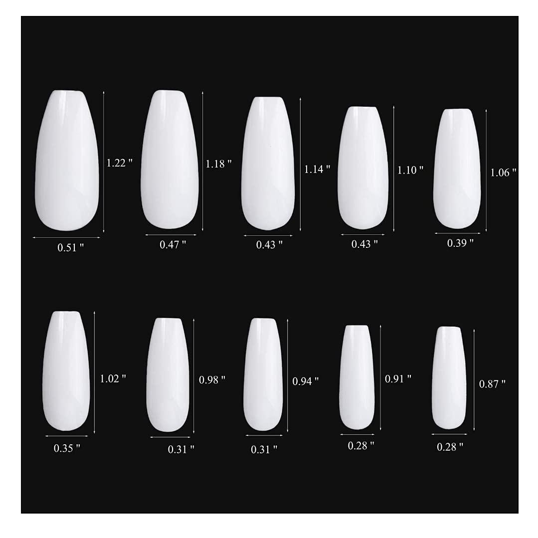 TopFinder® 100 Pcs White Square Acrylic Nail Tips - 10 Sizes Full Cover French Fake Nails with Storage Box for DIY Manicure & Nail Art (Natural) | Perfect for Home Salon, Party Glam, and Professional Nail Extensions