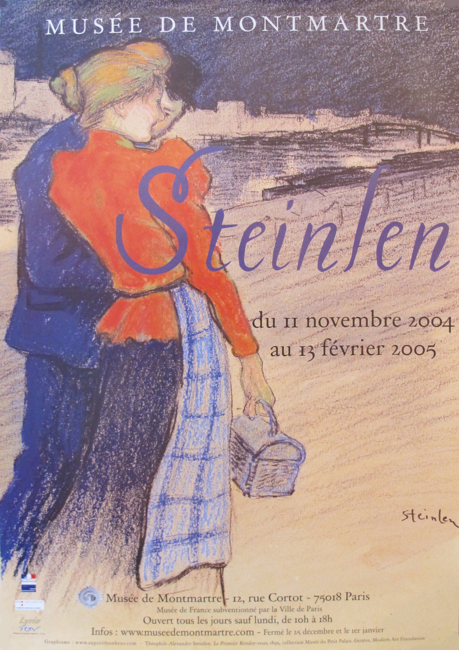 Vintage 2005 French Exhibition Poster by Steinlen - Musée de Montmartre Art Print - Perfect for Home Decor, Office Wall Art & Gift for Art Lovers