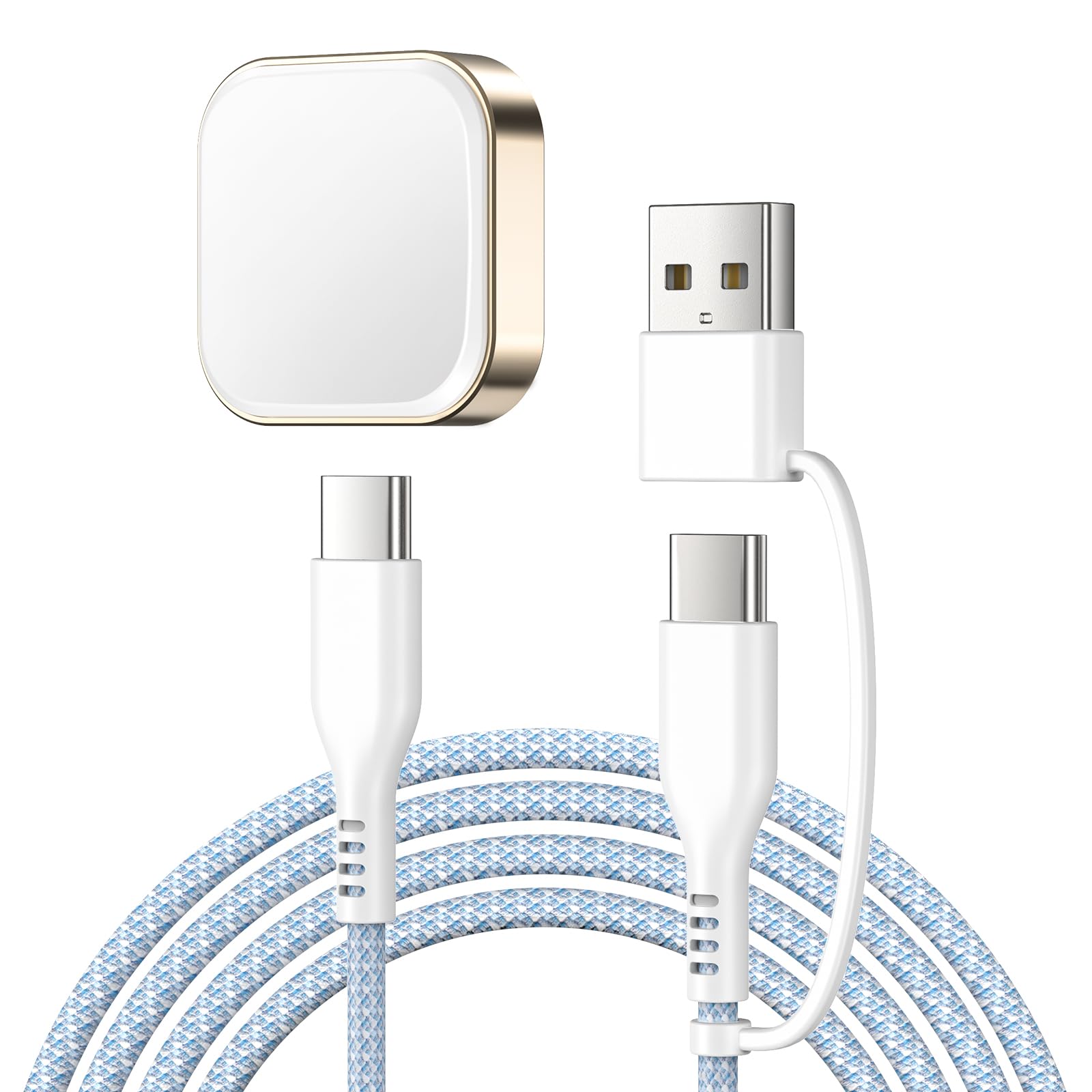LVFAN Samsung Galaxy Watch Ultra 7 Charger - Nylon Braided USB-C Detachable Charging Dock Stand for Galaxy Watch 7/Ultra/6/5/4/3 & Active 2/1 - Fast Charging Cable for Home, Office & Travel