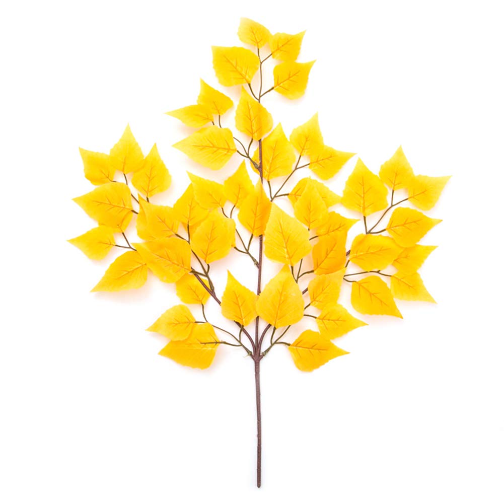 12Pcs Artificial Banyan Maple Tree Leaves - Realistic Faux Plants for Home, Party, Garden & DIY Decor - Yellow Birch Leaves for Beautiful & Vibrant Memories