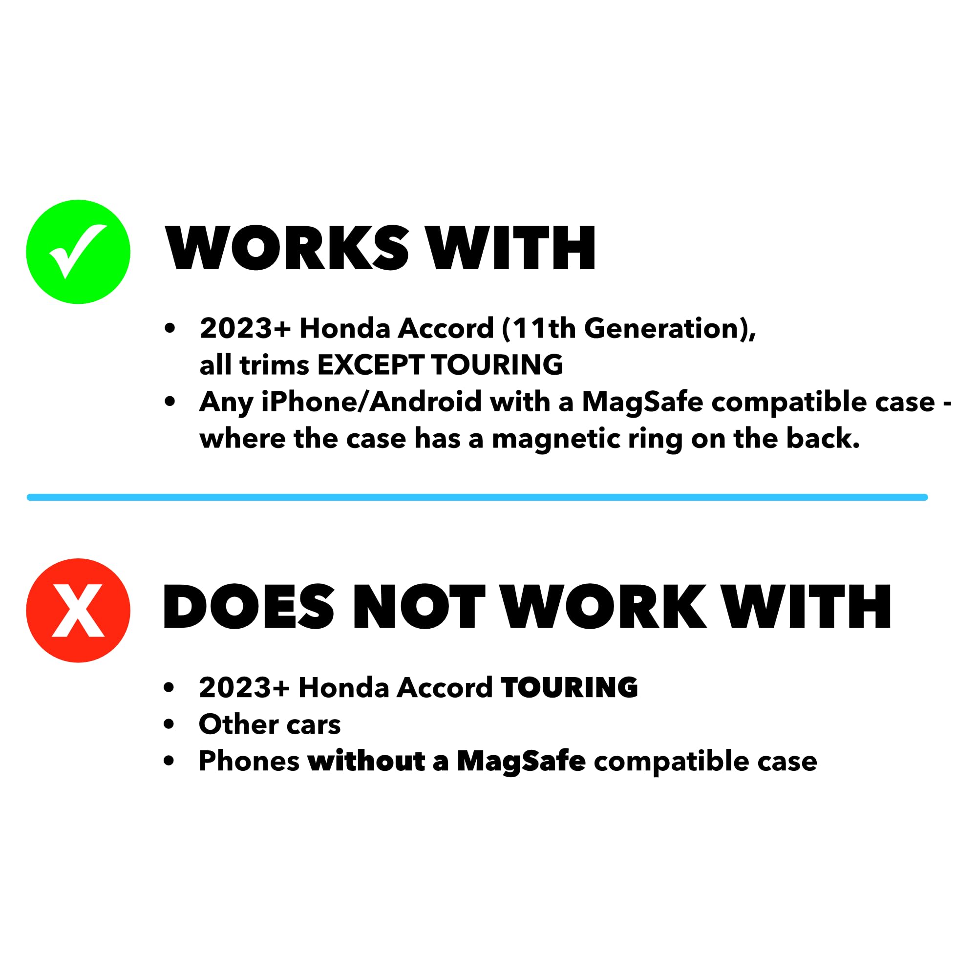 Magnetic Wireless Phone Charger for Honda Accord 2023-2025 | Matte Black Magsafe Charging Pad Compatible with iPhone 16/15/14/13/12 | Fast Charging Center Console Mount for Car, Office & Home Use