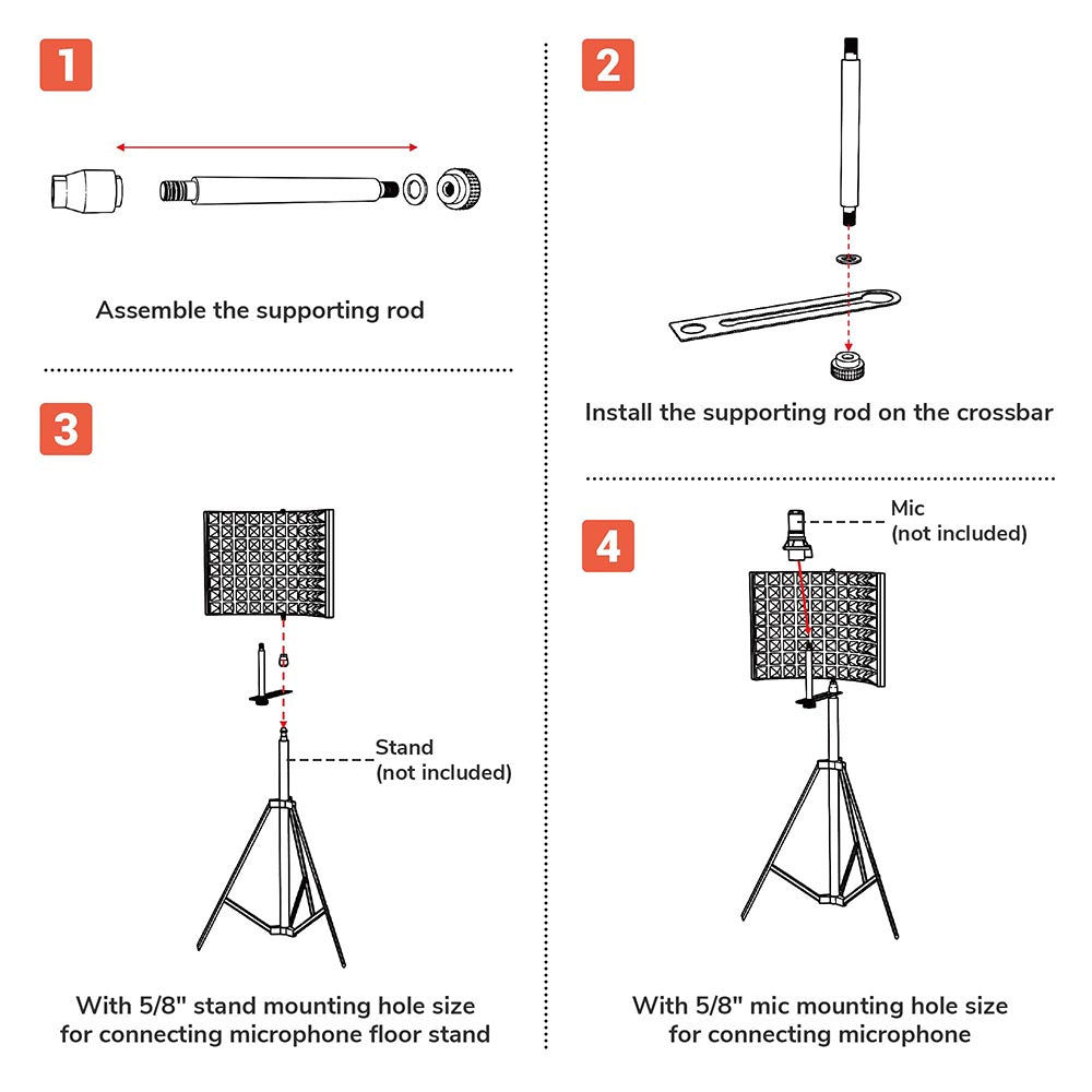 TheLAShop 3 Fold Studio Microphone Isolator Foam Panel - Professional Vocal Absorber for Podcasting, Voice Recording & Home Studio Soundproofing