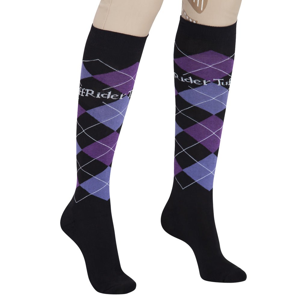 TuffRider Argyle Knee High Socks for Equestrian & Riding - Comfortable & Durable Equestrian Socks for Horseback Riding, Dressage & Show Jumping