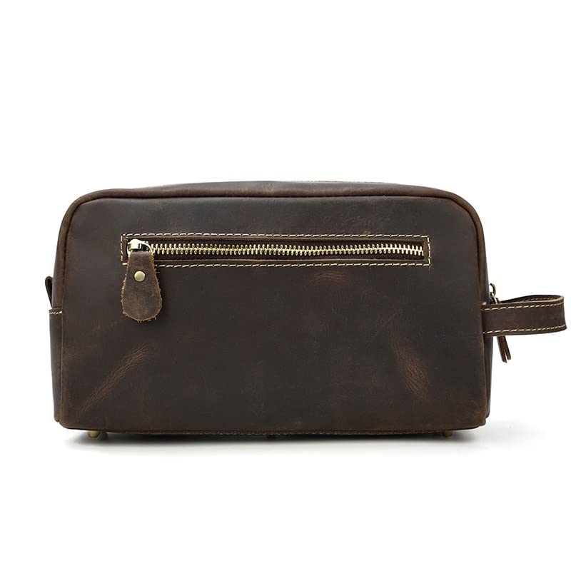 Premium Genuine Leather Toiletry Bag for Travel - Waterproof Cosmetic & Makeup Organizer (26x11x15cm) - Ideal for Men & Women Travelers, Business Trips, Gym & Vacation Essentials (Color C)