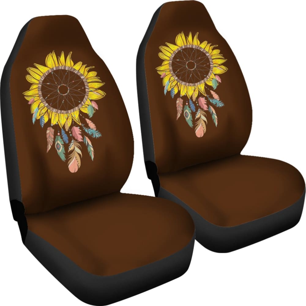 Premium Sunflower Dreamcatcher Car Seat Covers - Native American Style for Cars, SUVs & Trucks | Perfect for Road Trips & Boho Interior Decor