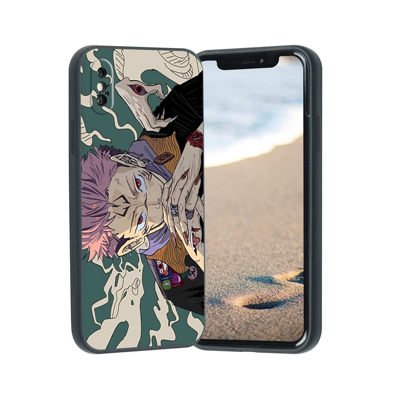 Vivist Anime iPhone XXS Case - Jujutsu Kaisen Ryomen Sukuna & Yuji Itadori Soft Silicone Cover | Japanese Cute Cartoon Design for Men, Women & Boys | Perfect for Anime Fans, Cosplay & Daily Use