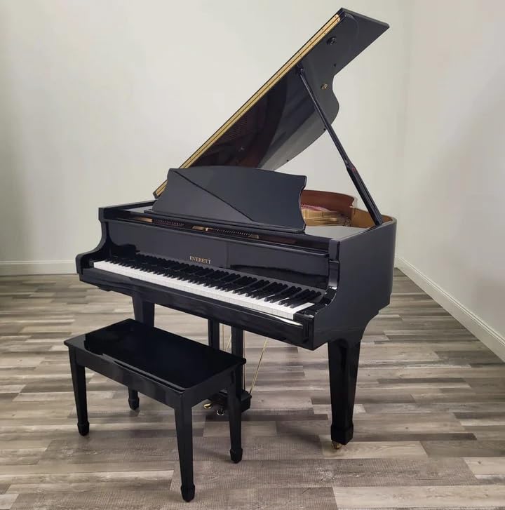 Ebony Wood Grand Piano Bench with Storage - Adjustable Height, Upholstered Seat for Comfort - Perfect for Home, Studio & Concert Halls