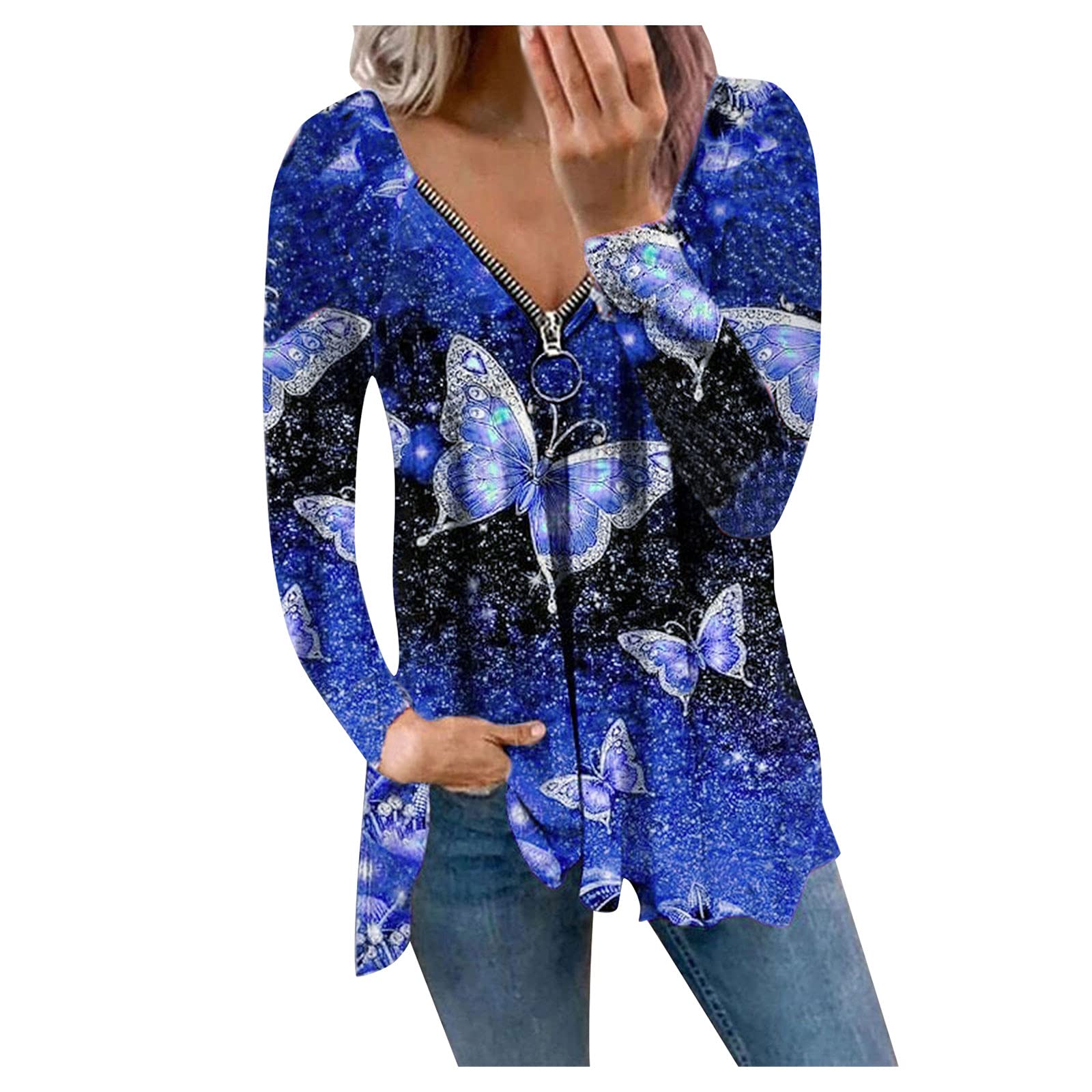 Women's Western Long Sleeve Zipper Shirt - Casual Tops for Everyday Wear