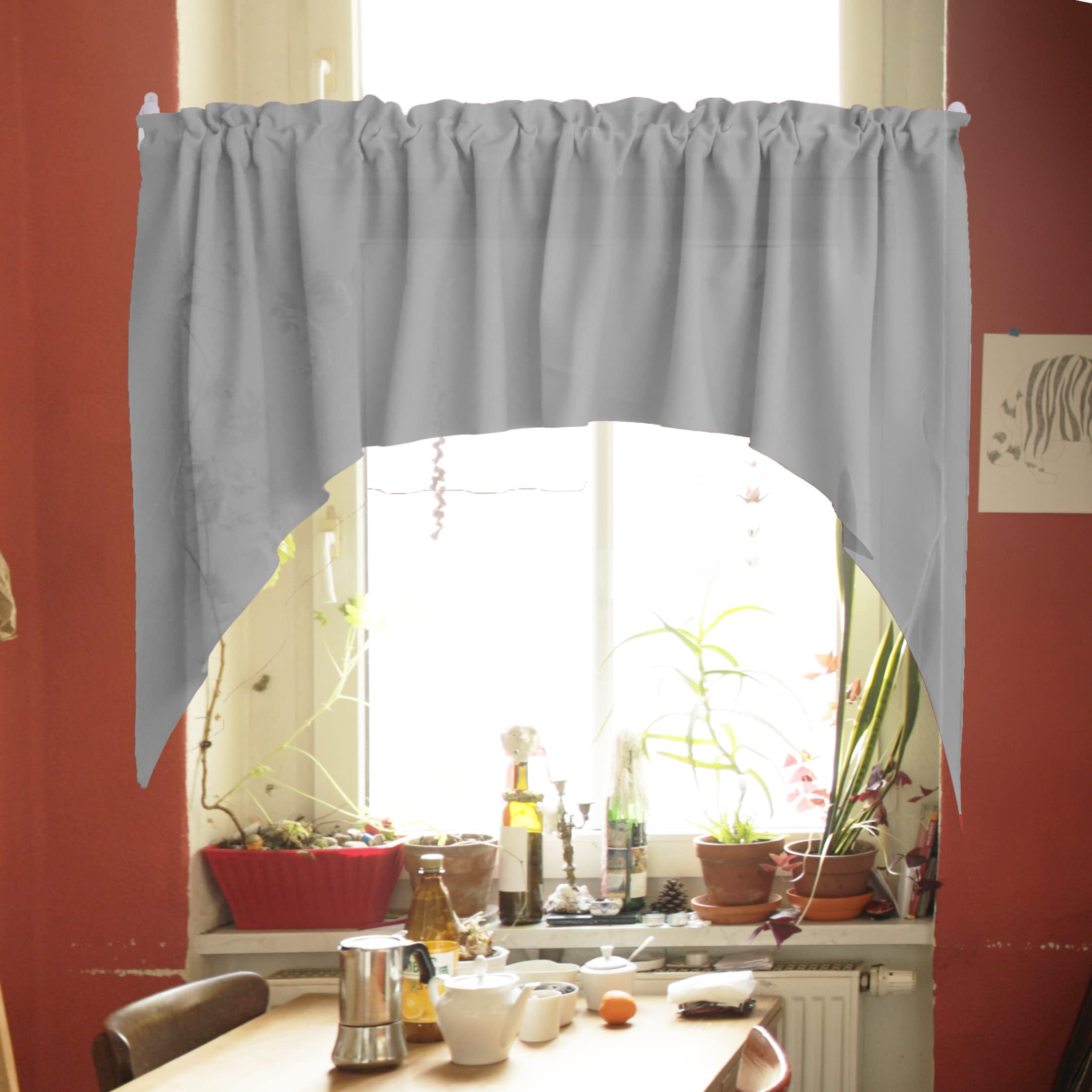 Premium Solid Poplin Window Valance Curtain - Elegant Home Décor for Bedroom, Nursery & Kitchen (Silver) | Perfect for Adding Style & Privacy to Any Room
