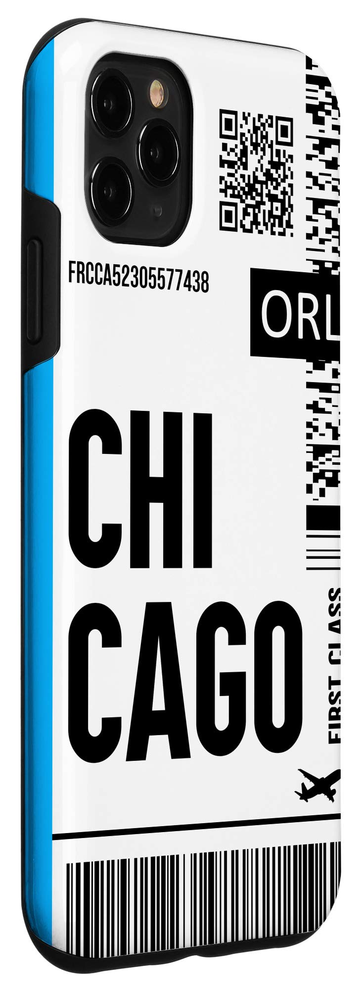 iPhone 11 Pro Max Case - Chicago Themed Airplane Travel Design with Boarding Pass Print | Perfect for Business Trips & Vacation Travel Accessories