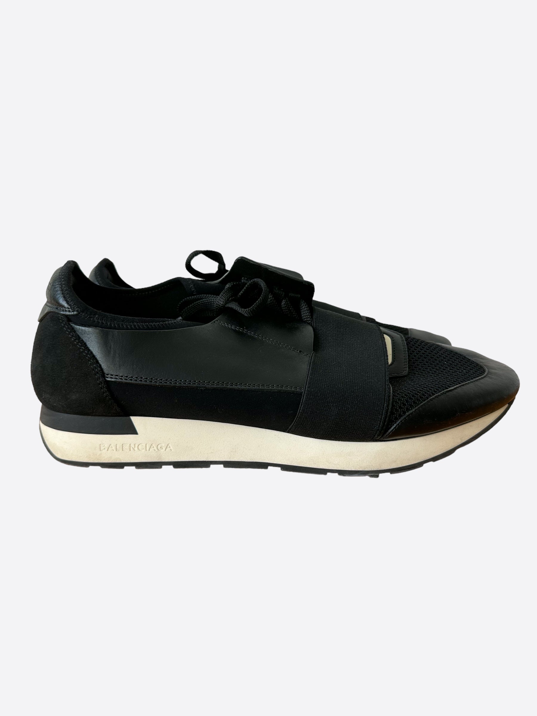 Balenciaga Black & White Race Runners Sneakers - Men's & Women's Fashion Running Shoes for Casual Wear & Street Style