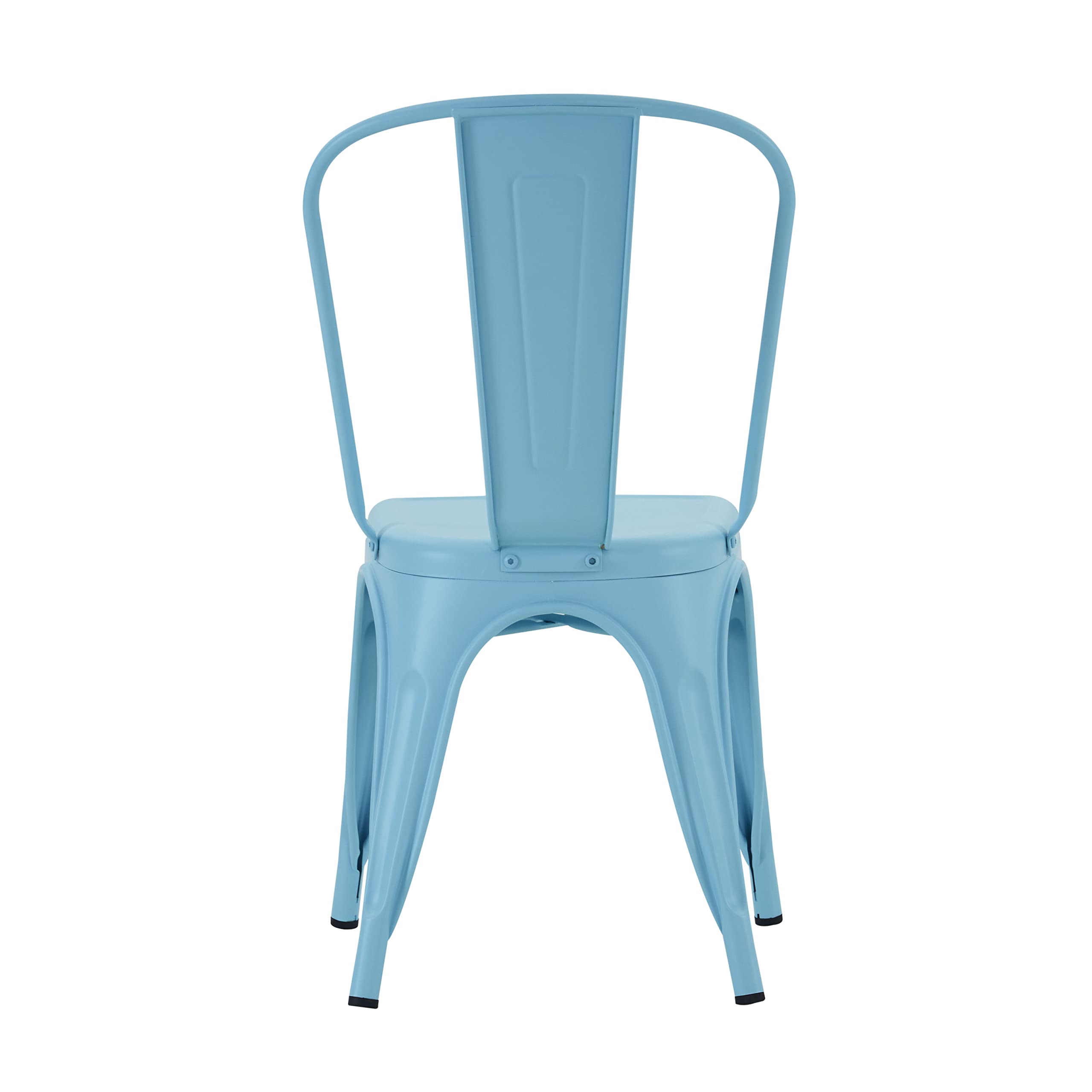Nazhura Metal Dining Chair Set of 4 - 18 Inch Stackable Farmhouse Tolix Style Waterproof Indoor Outdoor Chairs for Kitchen, Dining Room, Café, Restaurant, Bistro & Patio - Perfect for Home Decor, Commercial Use & Outdoor Entertaining (Blue)