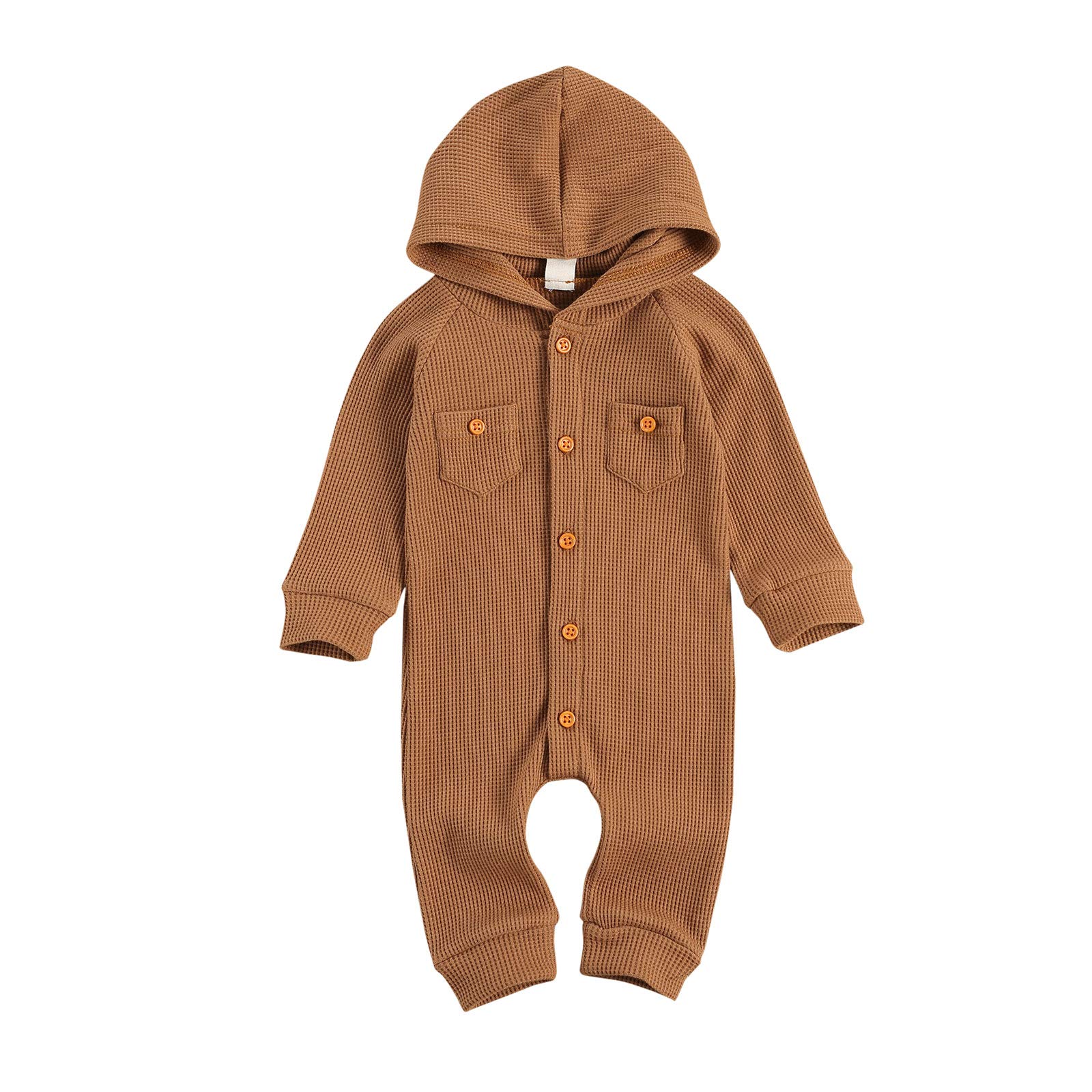 Unisex Baby Hooded Romper Jumpsuit - Soft Waffle Knit Long Sleeve One-Piece Outfit for Newborn Boys & Girls | Perfect for Playdates, Photo Shoots & Cozy Home Wear