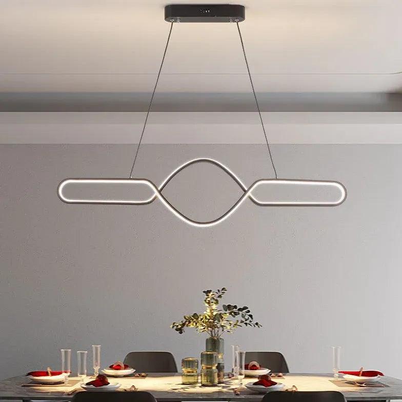 Modern Wave-Shaped LED Pendant Light - Sleek Streamlined Design for Kitchen Island, Dining Room & Bedroom Lighting