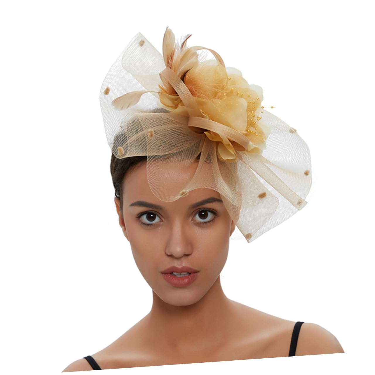 1PC Elegant Mesh Bridal Headband for Wedding Guest - Floral Yarn Hair Accessory for Women - Perfect for Weddings, Parties, and Special Occasions