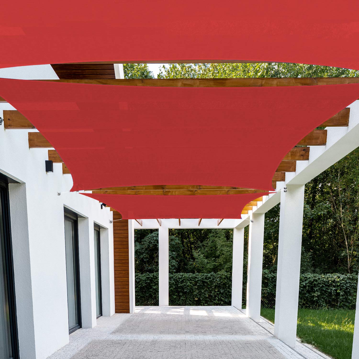 2' x 23' Red Sun Shade Sail Canopy - UV Blocking Permeable Fabric for Patio, Garden & Pool Areas - Durable Outdoor Quadrangle Sunshade with Customization Options
